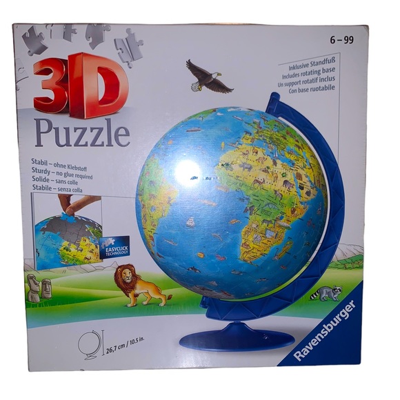 New in Box Ravensburger 3D Puzzle Globe with Rotating Base - Picture 1 of 3